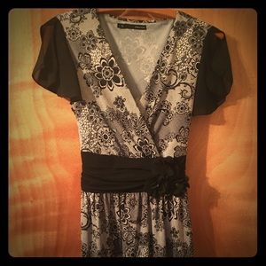 Black and White Floral Pattern Dress